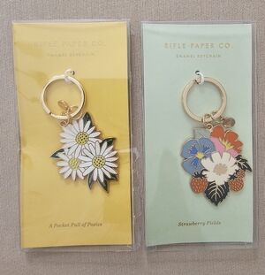 2 NWT Rifle Paper Co Keychains (A Pocket Full of Posies and Strawberry Fields)